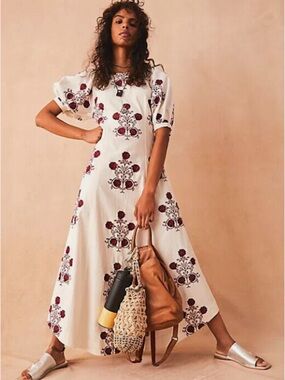FREE PEOPLE 'Cactus' Flower Embroidered Maxi Dress